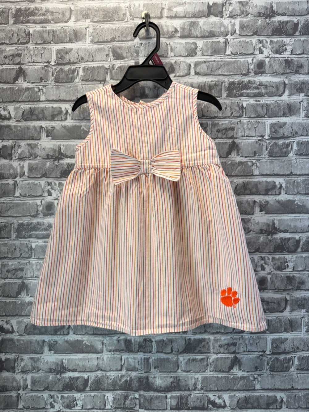 Girls Clemson Tigers Multi-Stripe Bow Front‎ Dress